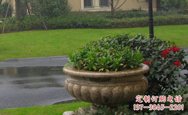 衢州别墅景观大理石花盆石雕 (4)