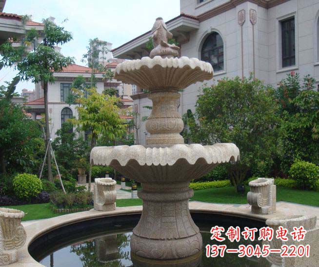 衢州别墅景观石雕多层喷泉雕塑
