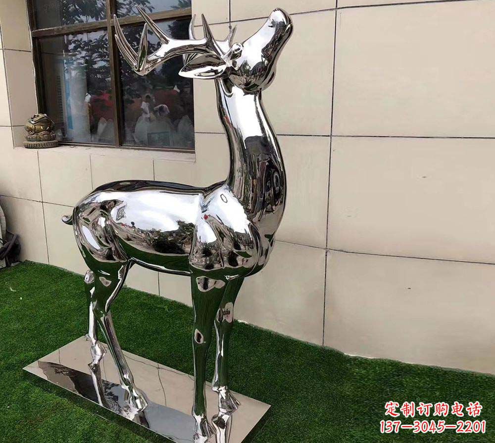 衢州不锈钢别墅镜面小鹿雕塑