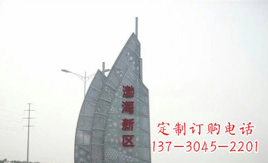 衢州渤海新区精美不锈钢船帆雕塑