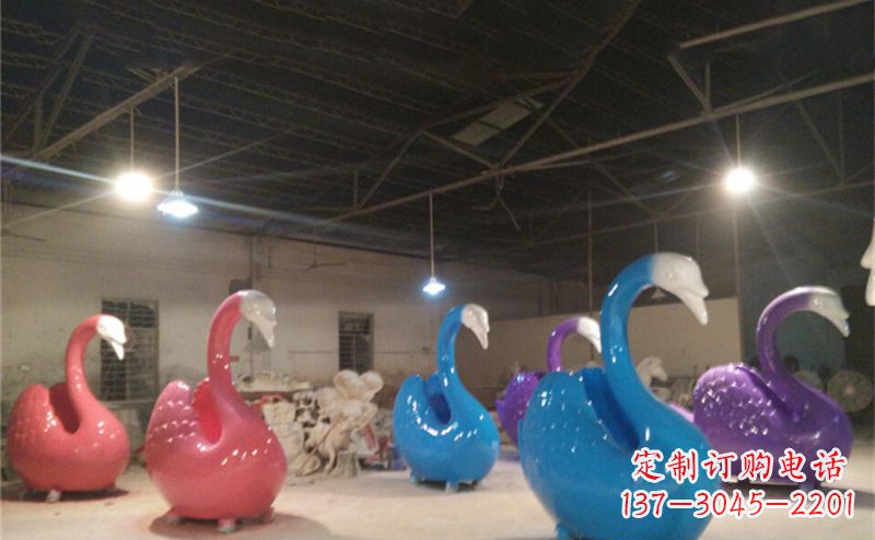 衢州不锈钢彩色天鹅——精美的动物雕塑