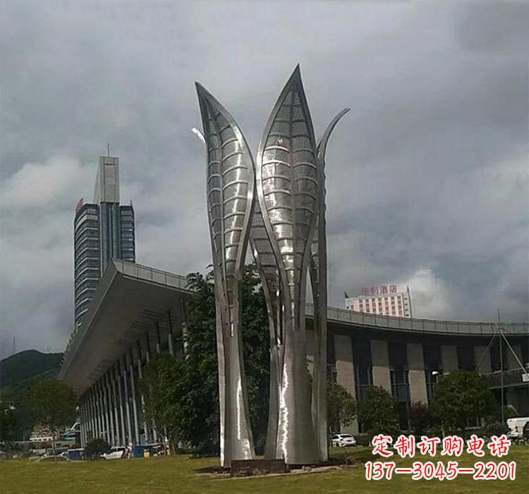 衢州不锈钢公园大型树叶雕塑精美绝伦