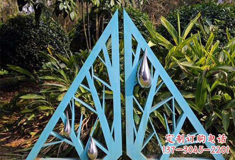 衢州不锈钢公园水滴和树枝雕塑