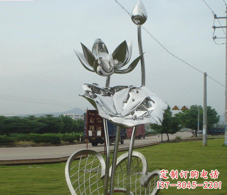 衢州不锈钢荷叶荷花公园景观雕塑