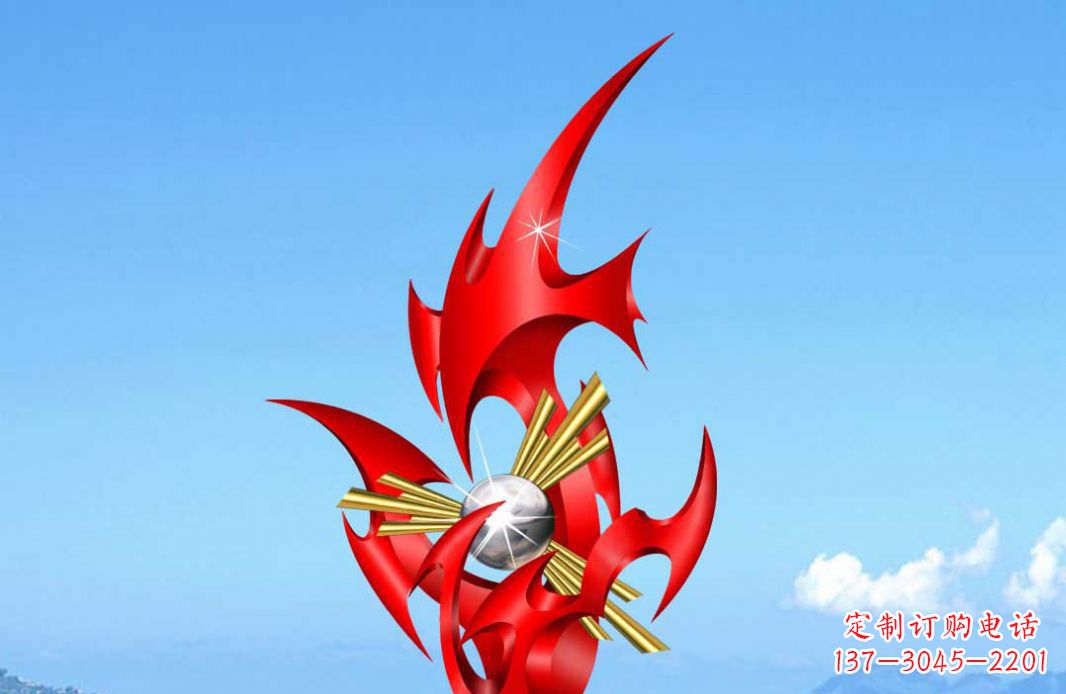 衢州不锈钢火苗抽象景观雕塑