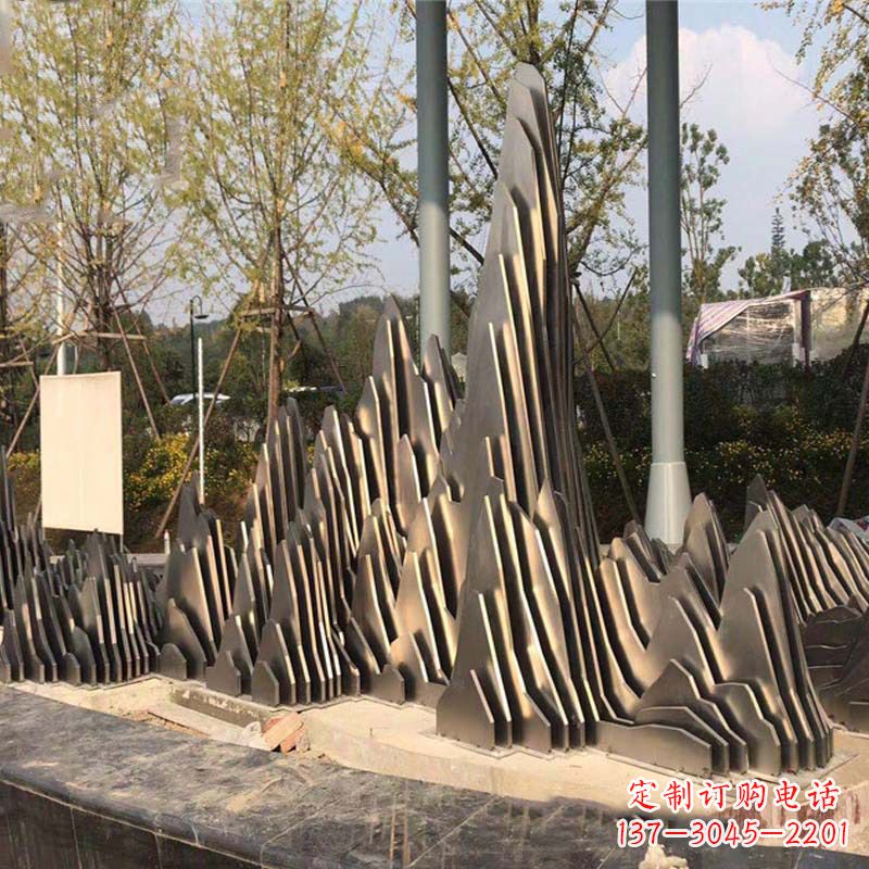 衢州不锈钢假山雕塑-公园园林创意景观雕塑