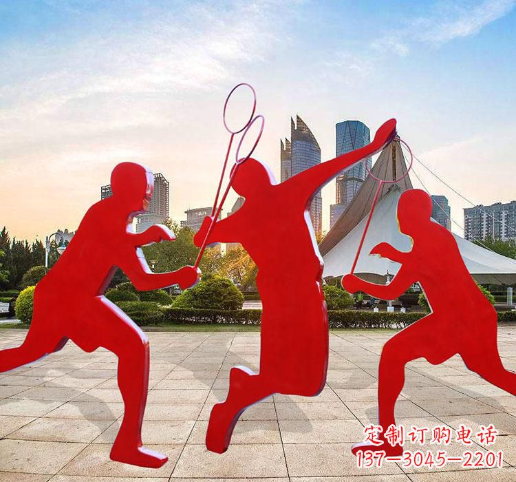 衢州不锈钢剪影打羽毛球雕塑