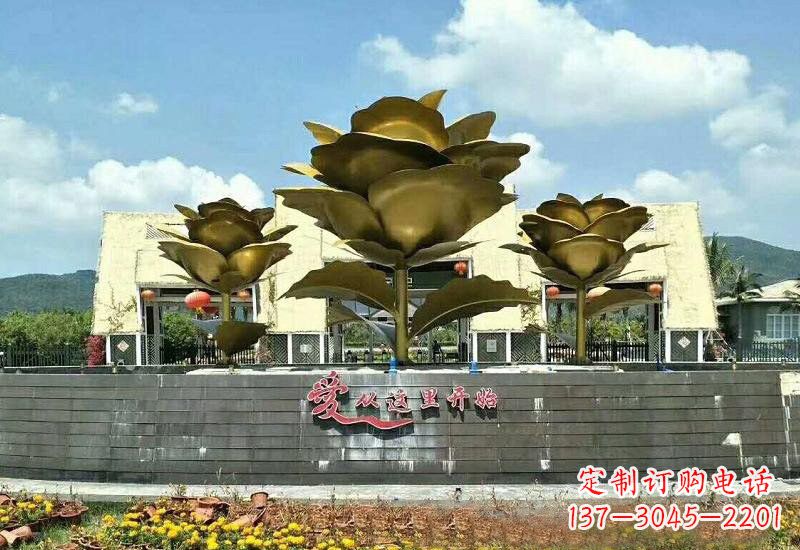 衢州不锈钢景区玫瑰花雕塑