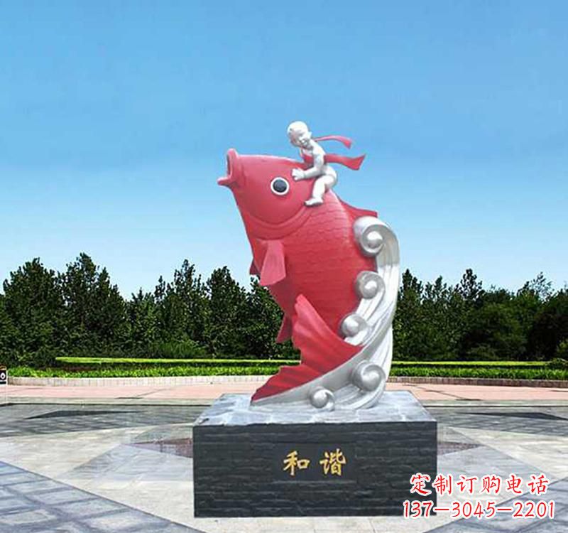 衢州不锈钢鲤鱼动物雕塑