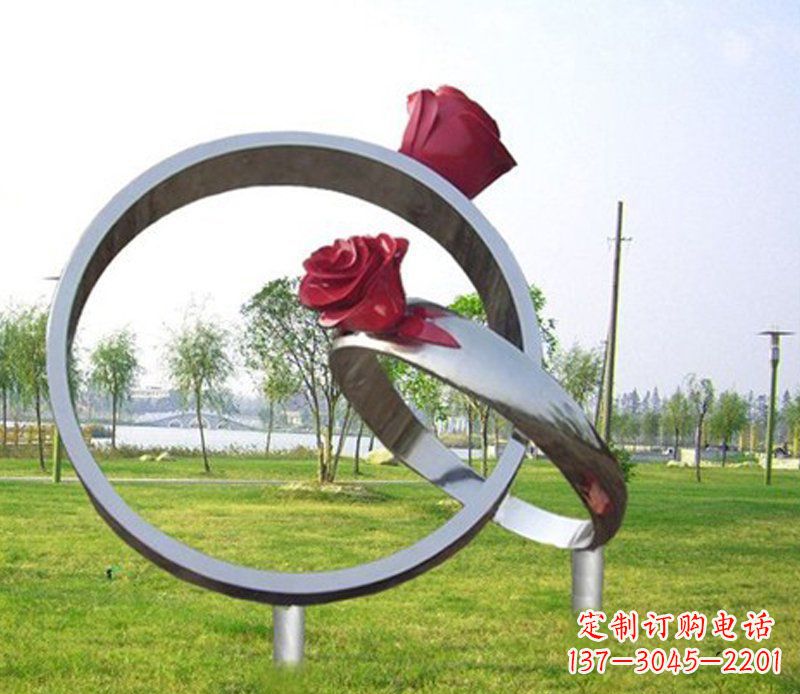 衢州不锈钢玫瑰戒指雕塑