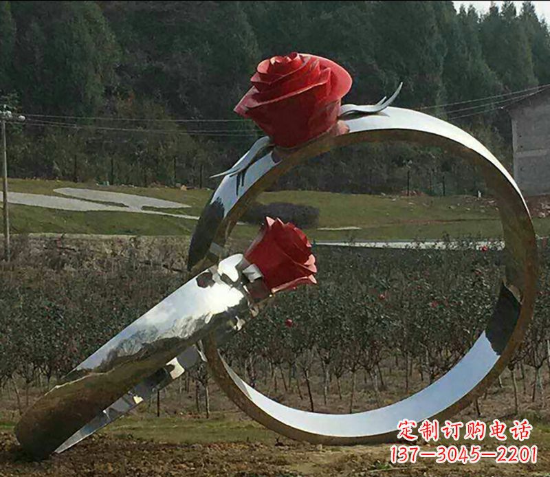 衢州不锈钢玫瑰雕塑精美的艺术珍品