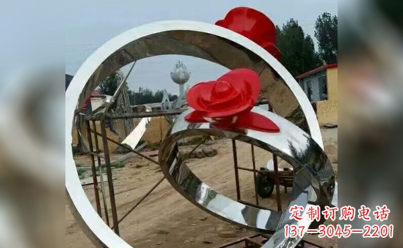 衢州不锈钢玫瑰花戒指雕塑