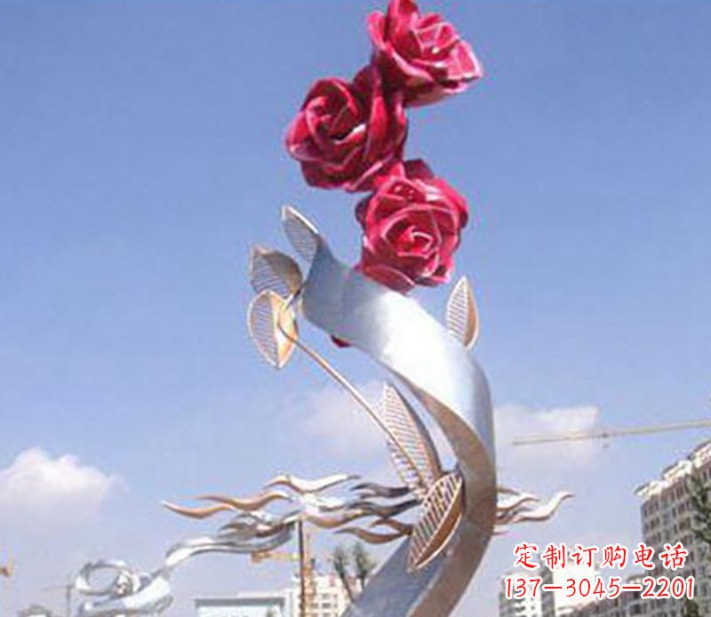 衢州不锈钢玫瑰雕塑精美的艺术品