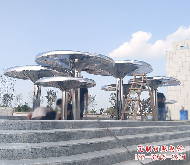 衢州艺术精美的不锈钢蘑菇公园雕塑