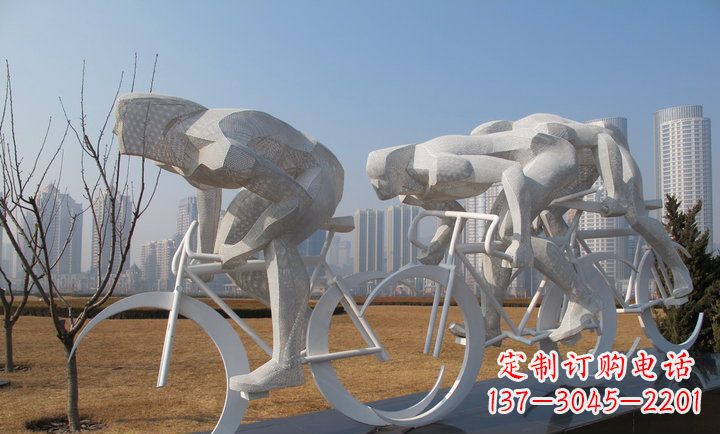 衢州展现运动风采的不锈钢自行车雕塑