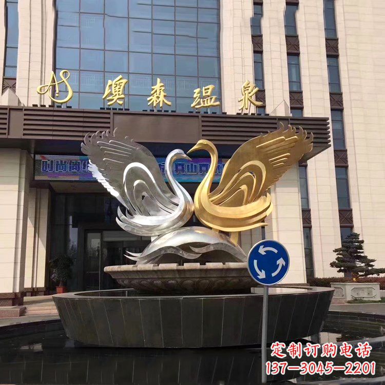 衢州高贵而优雅不锈钢天鹅雕塑