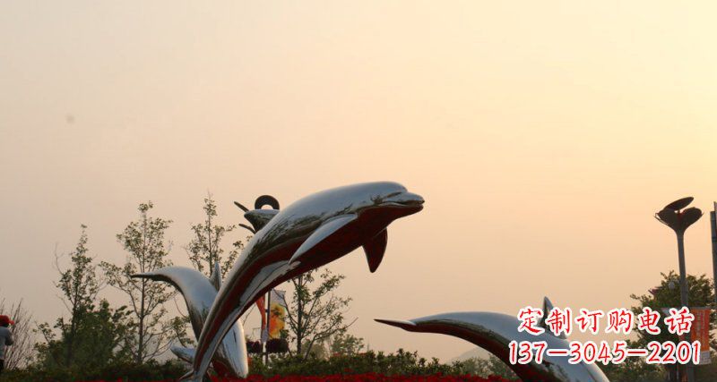 衢州不锈钢海豚雕塑跳跃的美丽