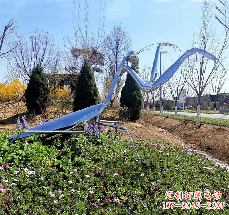 衢州折射螳螂之美不锈钢现代动物雕塑