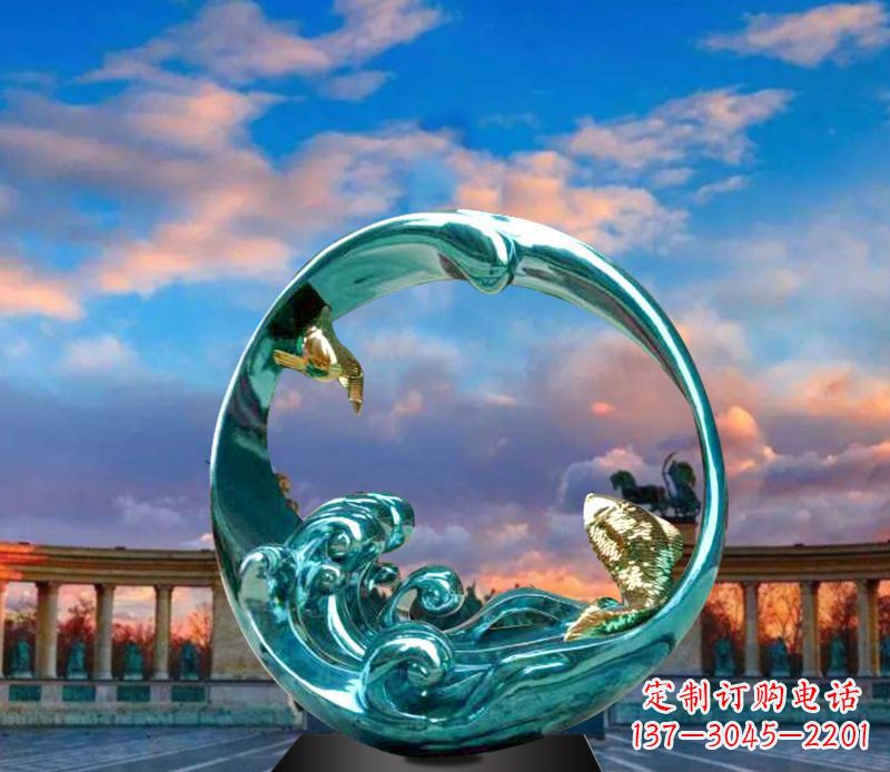 衢州城市之环不锈钢彩银雕塑