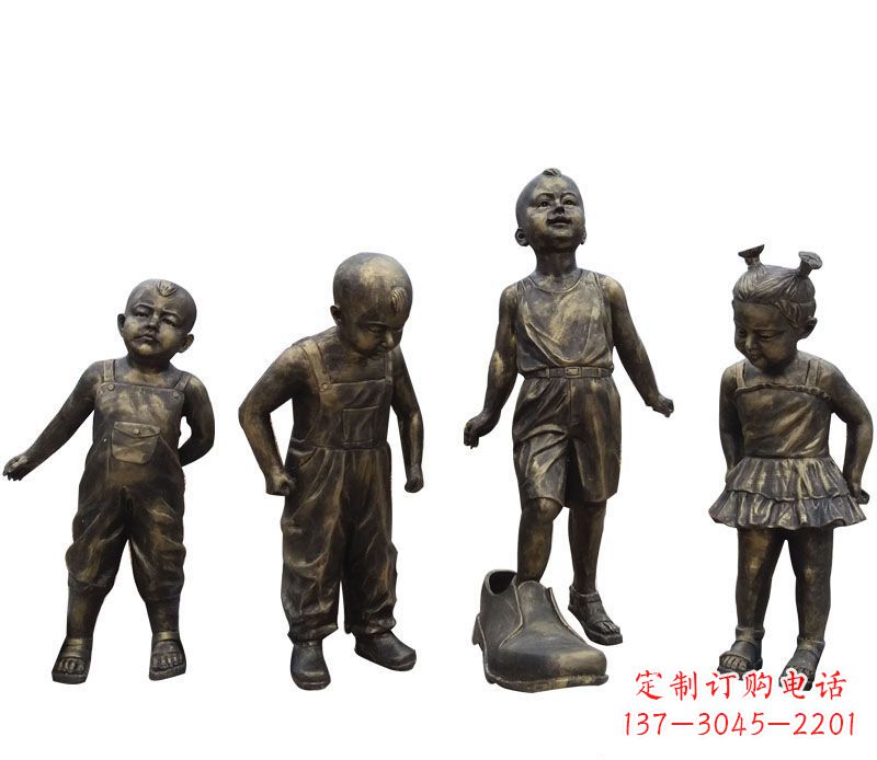 衢州穿大鞋的儿童铜雕
