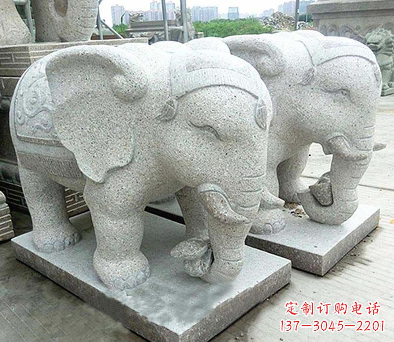 衢州大理石制作的精美招财大象雕塑