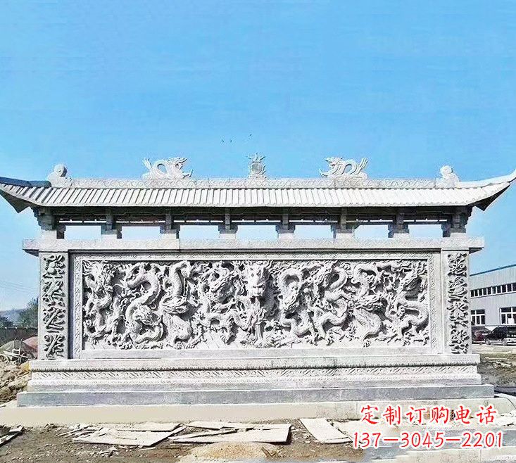 衢州精美大理石九龙壁雕塑