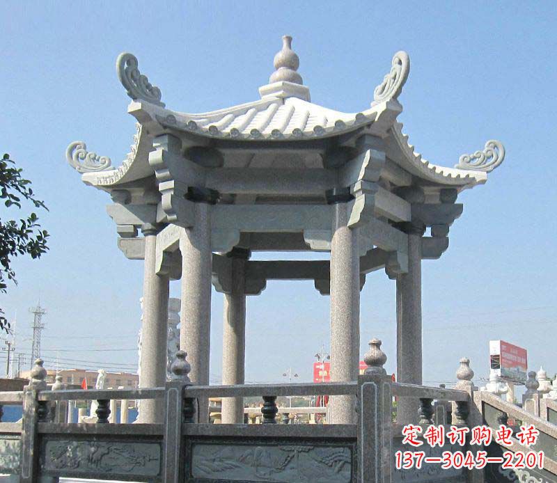 衢州大理石六角凉亭石雕,为您的家园带来浪漫情怀