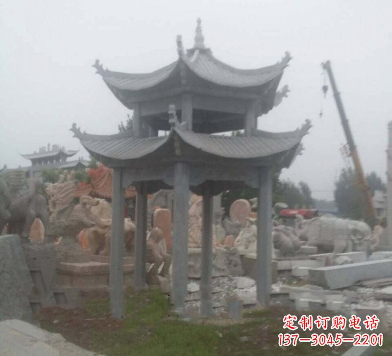 衢州大理石六角凉亭石雕,精美绝伦