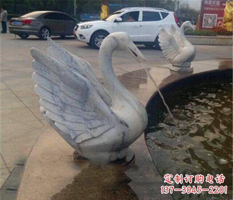 衢州大理石天鹅喷泉石雕