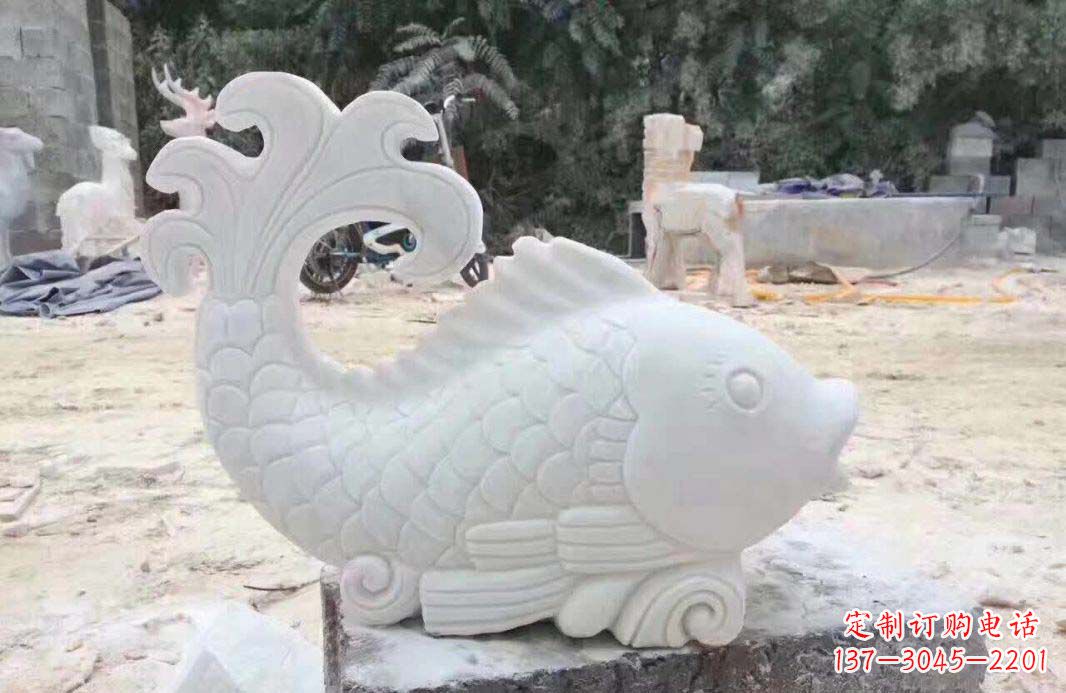 衢州大理石鱼喷泉雕塑装置