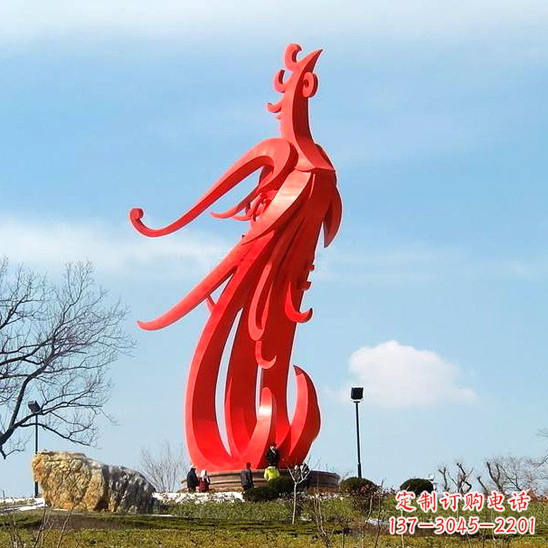 衢州大型不锈钢凤凰雕塑-景区景点神兽动物景观雕塑