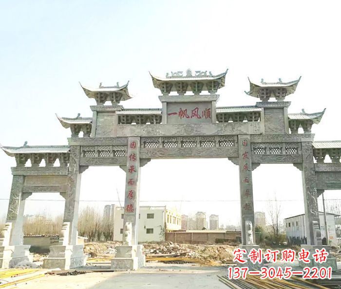 衢州大型五门石雕牌楼 (3)