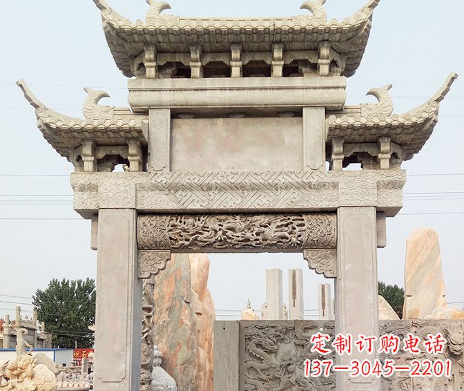 衢州单门大理石牌坊石雕
