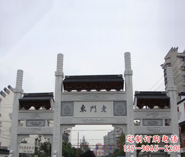 衢州精美三门石牌坊雕塑
