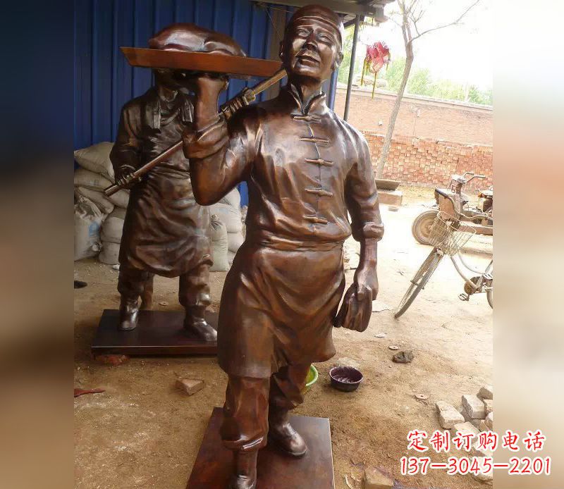 衢州店小二服务员人物铜雕