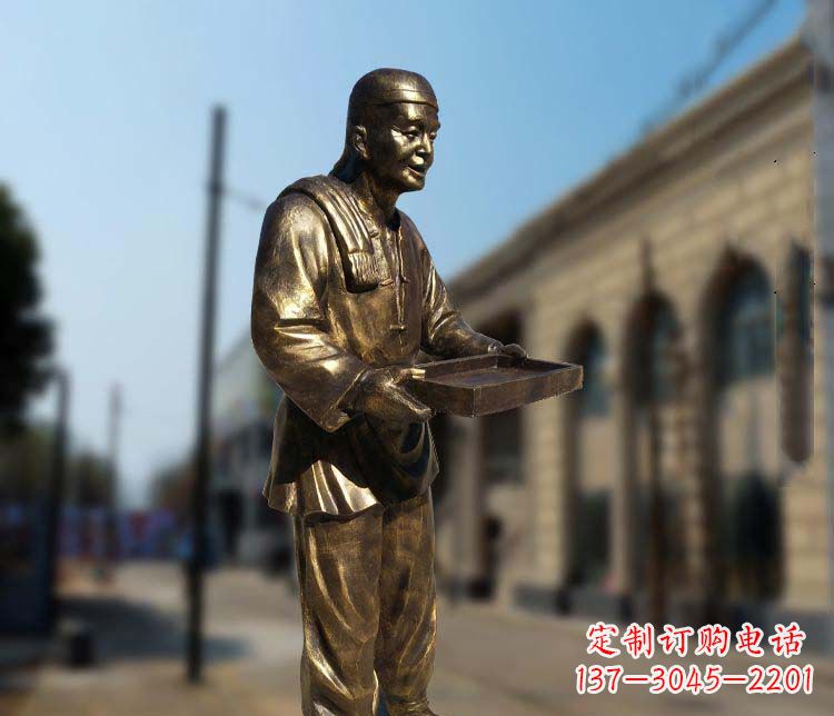衢州店小二人物铜雕1