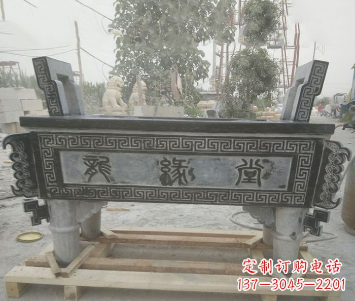 衢州方形四足香炉石雕艺术品
