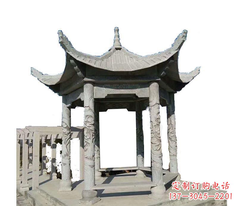 衢州仿古六角凉亭石雕 (10)