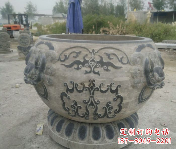 衢州仿古圆形水缸石雕 (3)