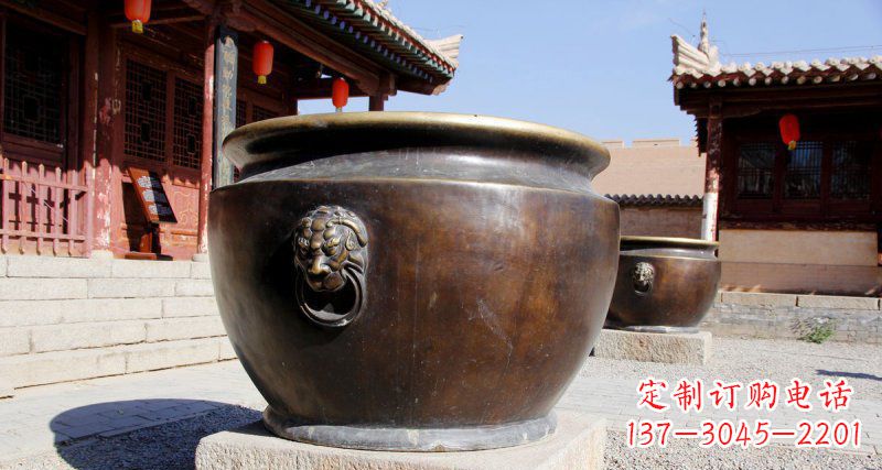衢州仿古圆形水缸铜雕