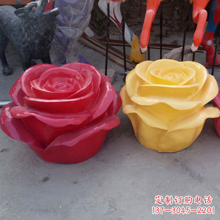 衢州精美仿真玻璃钢玫瑰雕塑