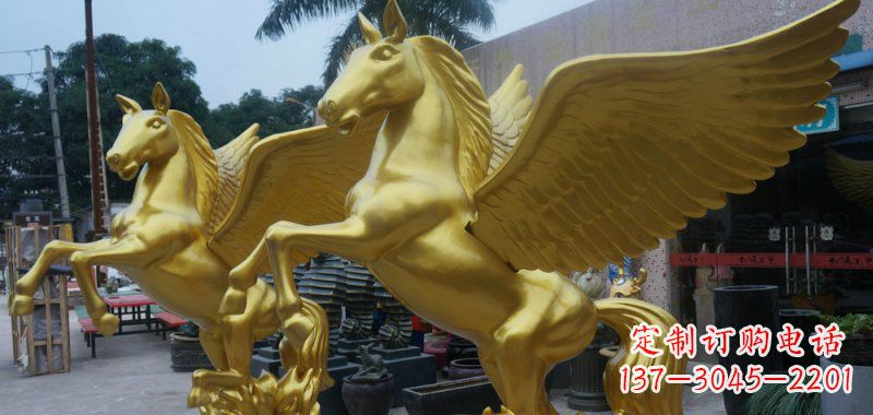 衢州飞马玻璃钢仿铜动物雕塑