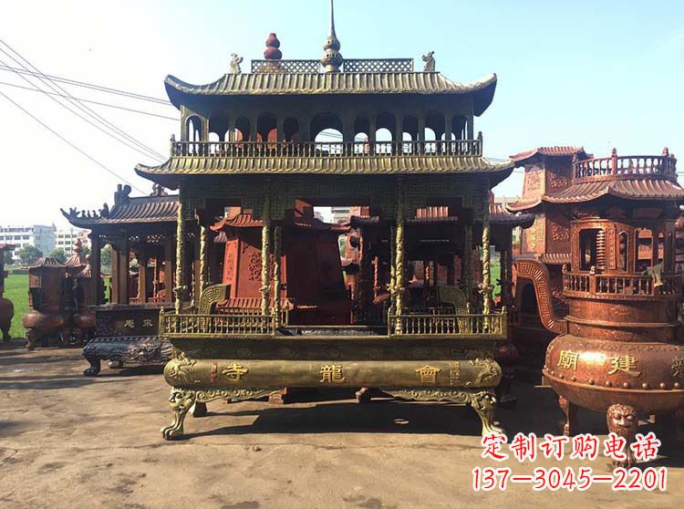 衢州高浮雕螭龙纹铜香炉