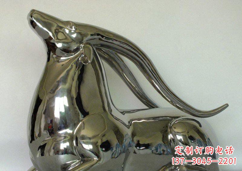 衢州中领雕塑定制公园装饰不锈钢羚羊雕塑