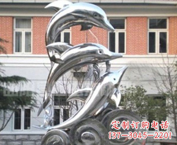 衢州跳跃海豚海浪不锈钢雕塑