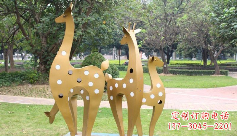 衢州彩色不锈钢梅花鹿雕塑