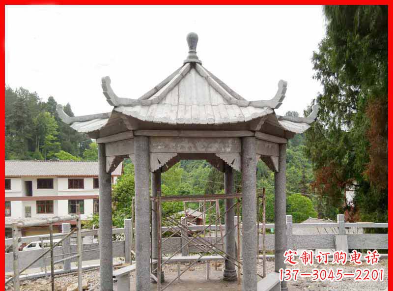 衢州精美大理石六角石凉亭雕塑