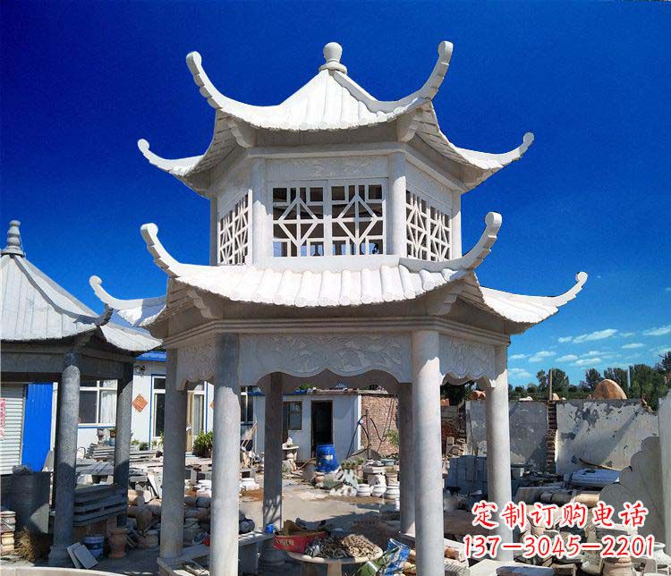衢州大理石双层凉亭雕塑