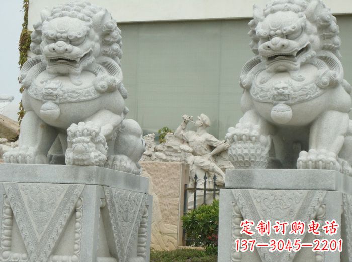 衢州公园动物大理石狮子石雕 (5)
