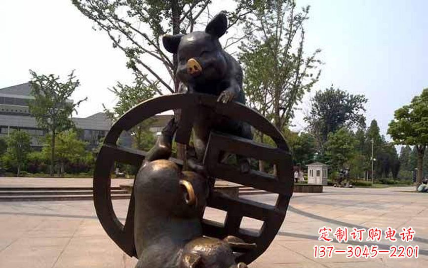 衢州公园动物猪铜雕